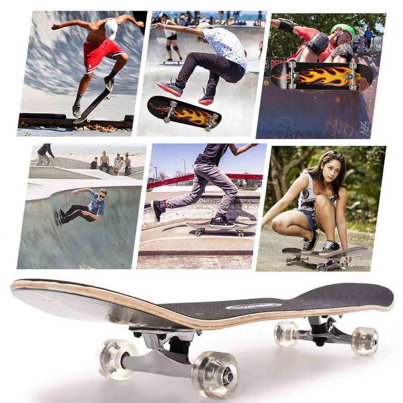Chrome Wheels ChromeWheels 31 inch Skateboard Double Kick Skate Board Cruiser Longboard 8 Layer Maple Deck Skateboards for Kids and Beginners - Image 5